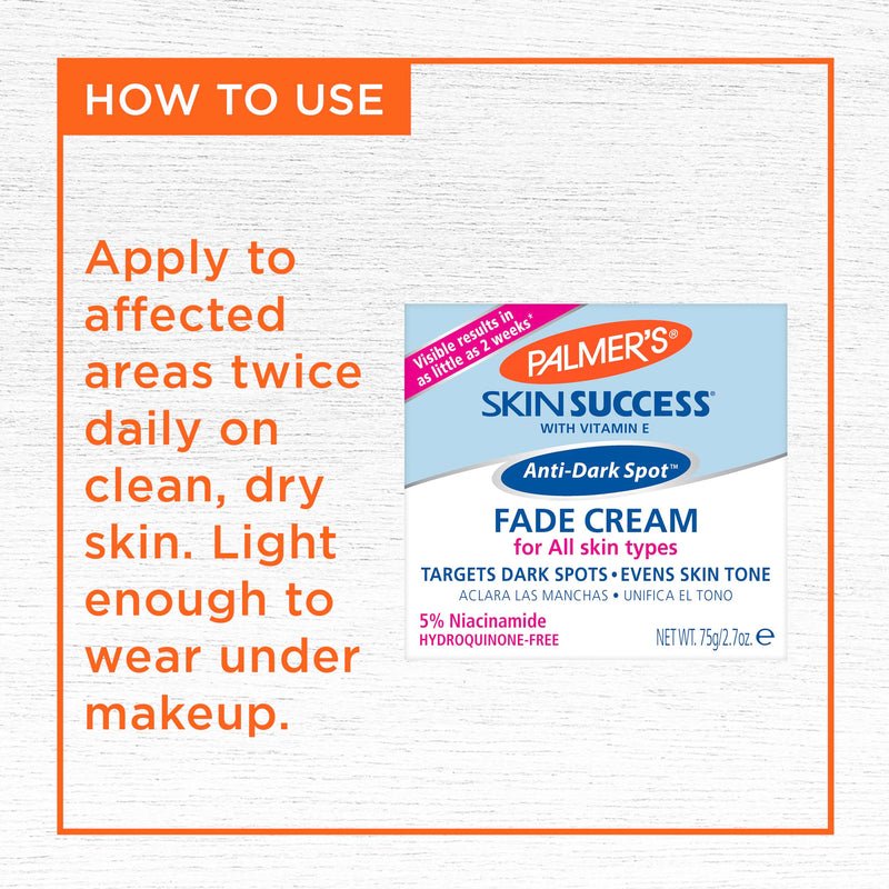 Palmer's Skin Success Anti-Dark Spot Fade Cream with Vitamin E and Niacinamide, for All Skin Types, 2.7 Ounce (Pack of 2)