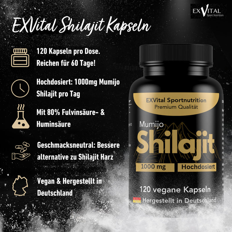 [Australia] - Mumijo Shilajit capsules, high dose 1000mg per daily dose, the original from the Himalayas, 120 capsules, vegan & laboratory tested 