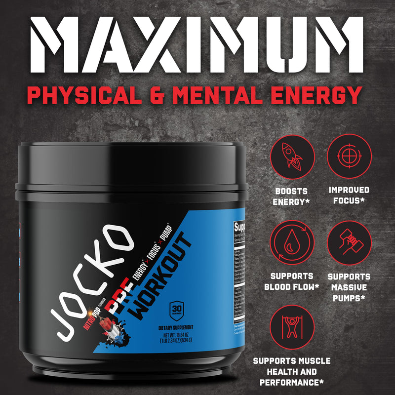 [Australia] - Jocko Fuel Ultimate Pre Workout Powder - Pre-Workout Energy Powder Drink for Men & Women - High Stim Sugar-Free Nootropic Blend to Support Muscle Pump, Energy, & Recovery 200mg Caffeine Nitro Pop 
