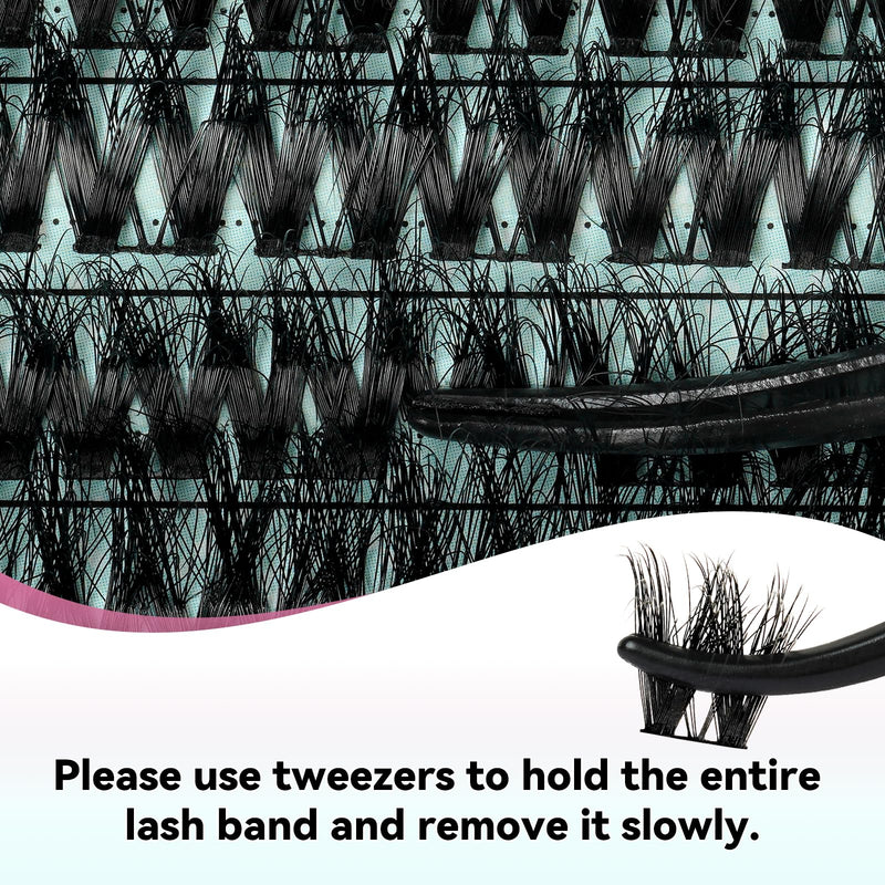 Lash Extension Kit 3D Effect Lash Clusters Kit 144pcs D Curl Eyelash Extension Kit with Lash Bond and Seal Lash Remover Lash Tweezers for Lash Clusters Eyelash Clusters Kit (Gloom, D-10-18mm Kit) 144pcs-Gloom-D-10-18-Kit