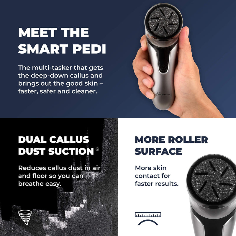 [Australia] - Own Harmony Electric Callus Remover with Suction Function: Professional Pedicure Tools - Electronic Pedi Foot File: Best for Hard Skin Removal and Dry, Cracked Heels Foot Care (USB Cable) Quantum Silver 
