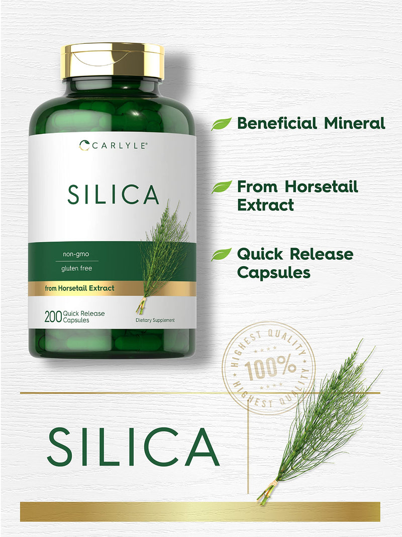 [Australia] - Carlyle Silica Supplement Capsules | 200 Count | from Horsetail Extract | Non-GMO & Gluten Free 
