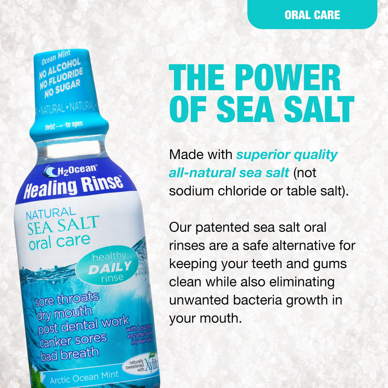 [Australia] - H2Ocean Healing Rinse Natural Sea Salt Oral Care - Mouth Rinse for Oral Care - Great for Piercings, Sore Throats & Gum Health - Alcohol- & Fluoride-Free Mouthwash - Arctic Ocean Mint, 16 oz Artic Ocean Mint 16 Fl Oz (Pack of 1) 