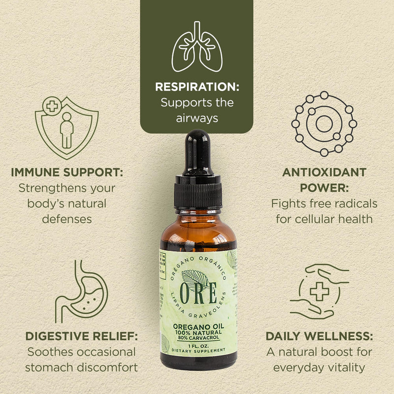 [Australia] - ORE Mexican Oregano Oil Drops 1 oz | 80% Carvacrol | Wildcrafted Herbal Extract for Immune & Respiratory Support | Natural Liquid Supplement | Non-GMO | Dropper Bottle 
