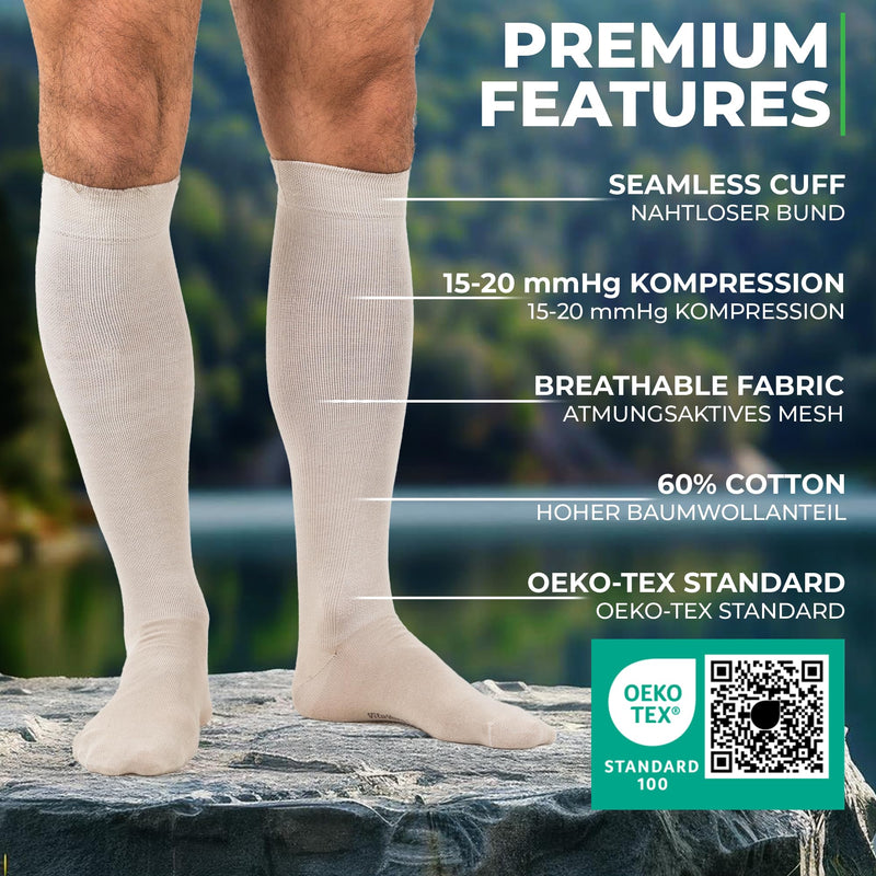 [Australia] - Medical compression stockings for men and women made from 60% organic cotton M (38-40) black 