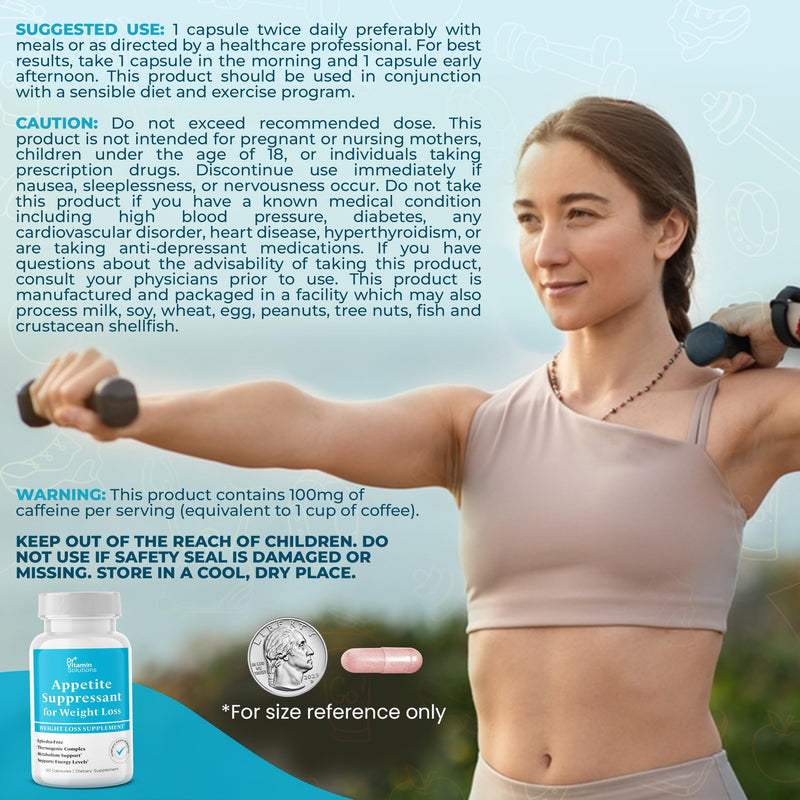 Appetite Suppressant for Weight Loss - Thermogenic Diet Pills for Women | Belly Fat Burner for Men and Women, Garcinia, Guarana, Metabolism Booster, Ephedra Free, Non-GMO, Made in USA, 60 Capsules 60 Count
