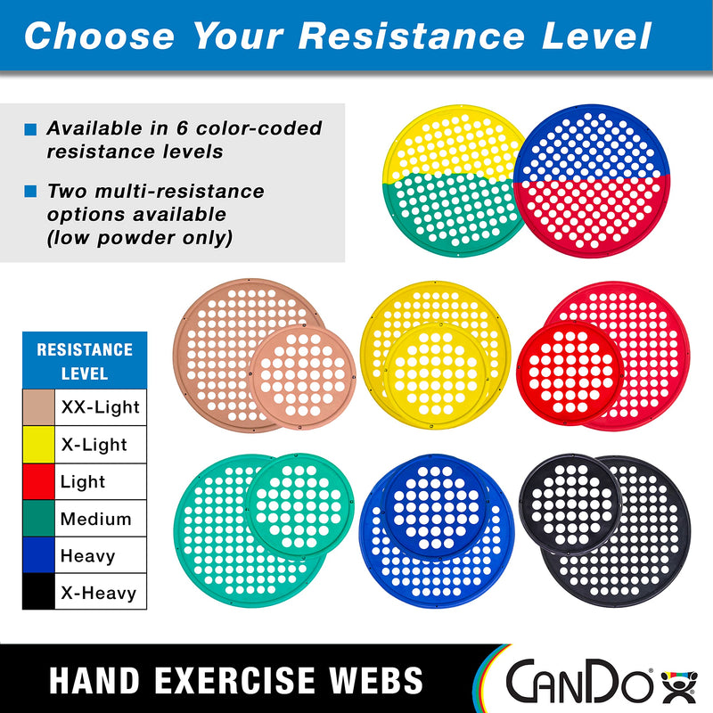 [Australia] - CanDo Hand Exercise Webs for Physical Therapy, Grip Strengthening, and Hand, Finger, Wrist Resistance Workouts, Portable Size, Low Powder, 7" Diameter, Red: Light 7" Latex 