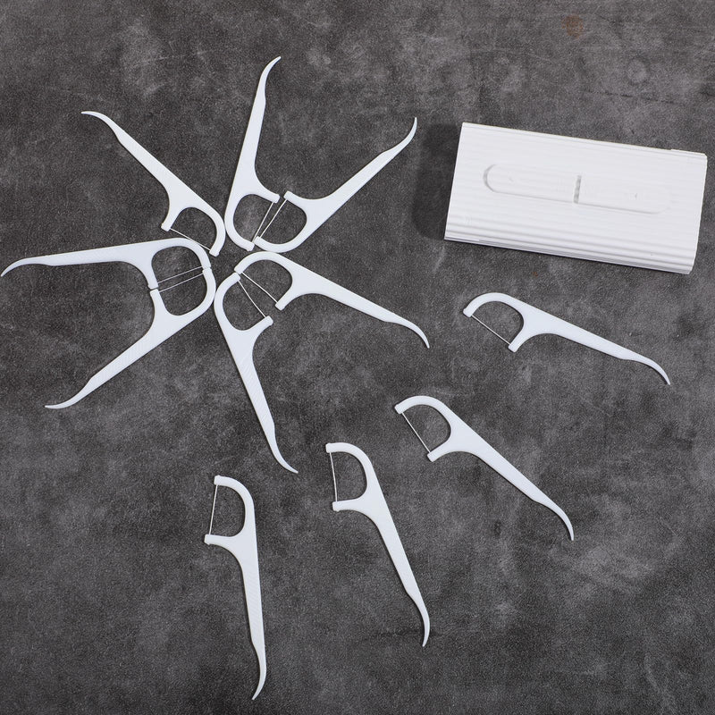 [Australia] - WLLHYF Portable Dental Floss Case Automatic Dental Floss Pick Organizer Case Travel Flosser Dispenser Storage Case Refillable Holder Boxes with 10 Dental Floss Picks (One Size, White) White 1.00m (Pack of 4) 
