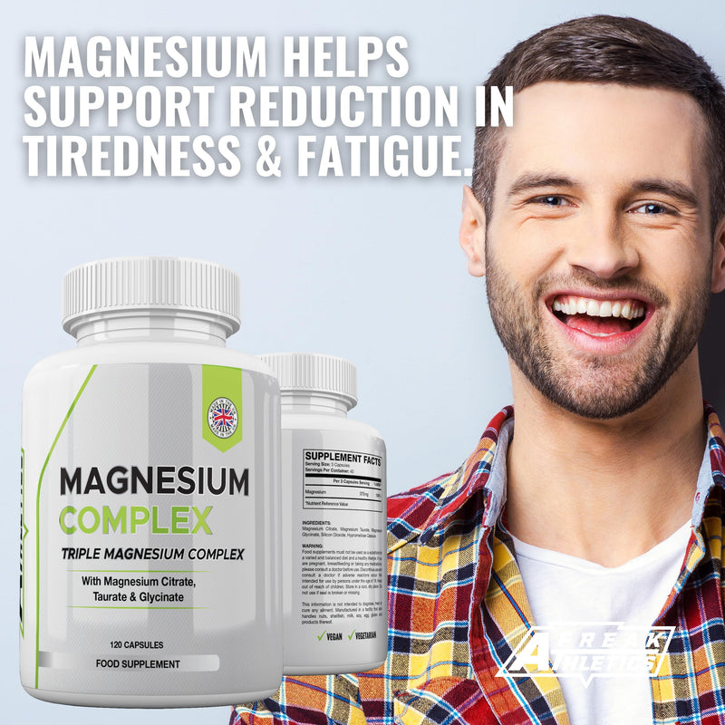 Freak Athletics Triple Magnesium Complex - Magnesium Supplements with Magnesium Citrate, Glycinate & Taurate - 120 Capsules - UK Made