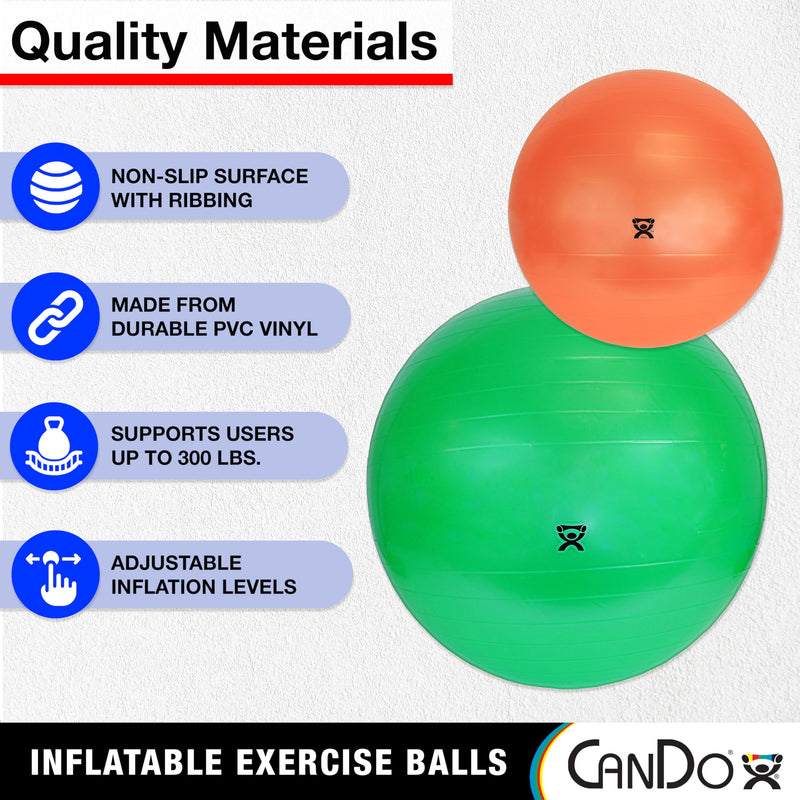 CanDo Exercise Ball, non-slip, inflatable, yellow, 45cm 45 cm