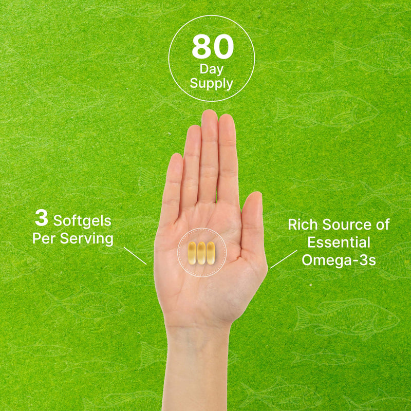 [Australia] - DEAL SUPPLEMENT Omega 3 Fish Oil Supplements, 3,000mg Per Serving, 240 Softgels – EPA 1,200mg + DHA 900mg – Burpless Pills, Lemon Flavored, Wild Caught – Brain & Heart Support – Mercury Free, Non-GMO 