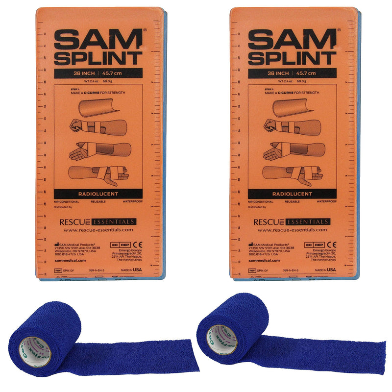 SAM® SPLINT COMBO PACK (2 ORANGE/BLUE 36" SPLINTS & 2 BLUE COHESIVE WRAP)