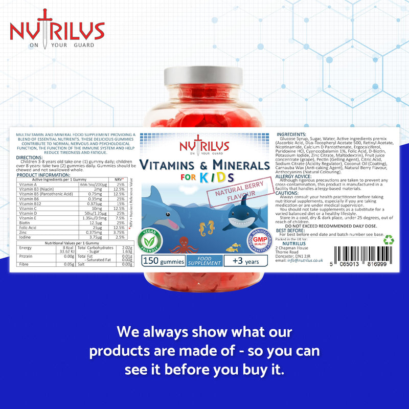 Vitamins & Minerals for Kids and Adults Natural Berry Gummies – Multivitamin & Zinc & Iodine – Growth & Immune & Hormones (150 Gummies) 150 count (Pack of 1)