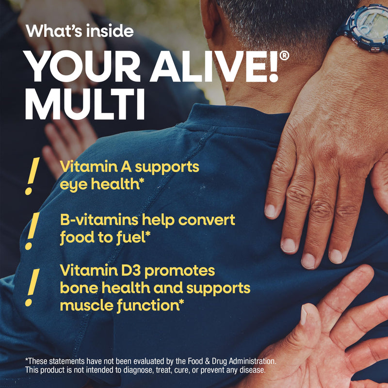 Nature's Way Alive! Men’s 50 Plus Premium Gummy Multivitamin, 75 ct | Fruit Flavored Gummy Supports Healthy Heart, Brain & Muscle Function, High Potency B-Vitamins, Vitamin A, C, D3, & Selenium* 75 Count (Pack of 1)