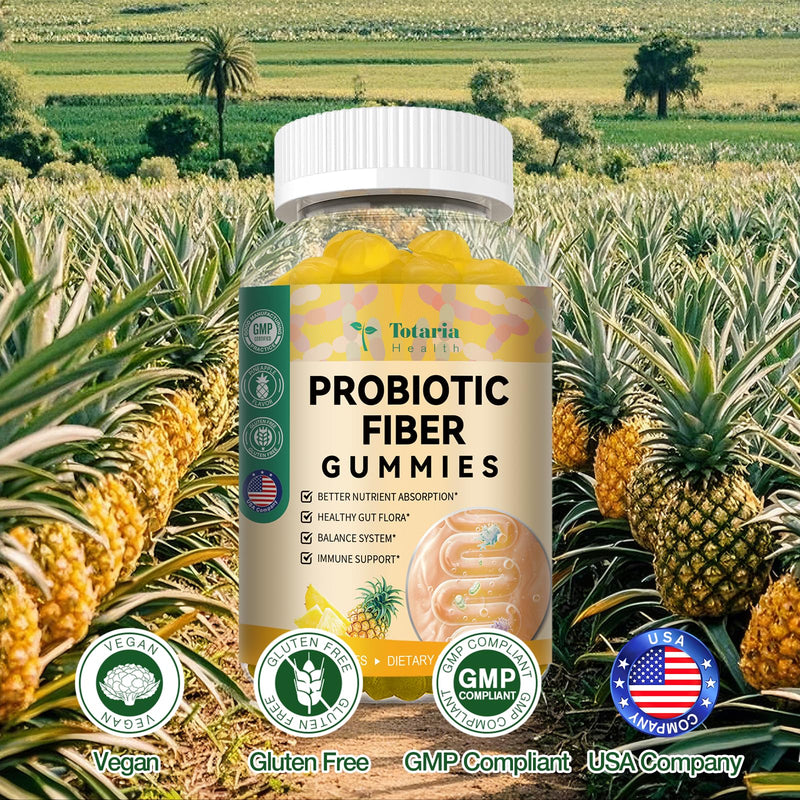 9-in-1 Sugar-free Probiotic Fiber Gummies for Adults & Teens, Pineapple | Fiber Supplement w/ Psyllium Husk, Bacillus Coagulans, FOS, Inulin, Apple Cider Vinegar for Digestion & Gut, 60 Vegan Gummies 60 Count (Pack of 1)