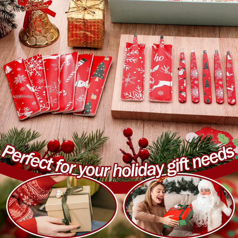 [Australia] - Lasnten 24 Sets Christmas Mini Tweezer Set Christmas Stocking Stuffers for Women Professional Tweezers in Case Mini Jewelry Tweezer Lighted Tweezers for Women Facial Hair for Xmas Party Gifts 