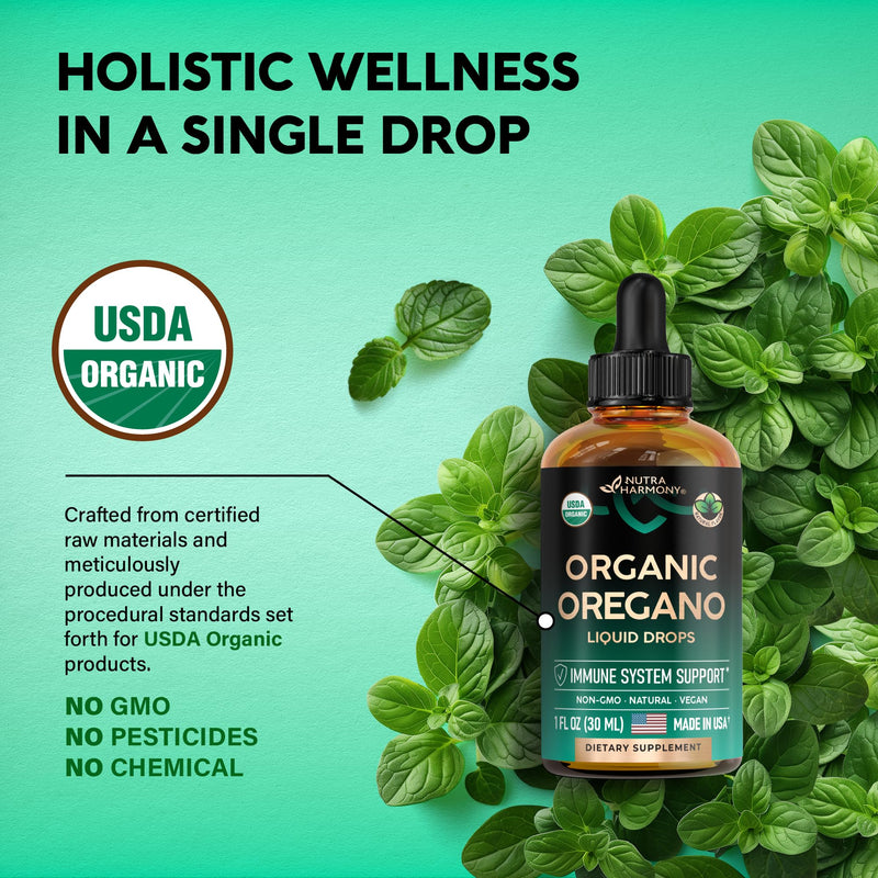 [Australia] - USDA Organic Oil of Oregano - Liquid Drops with Vitamin E - Made in USA - Supplement for Immune Support, Digestion Health & Antioxidant - Non-GMO, Natural, Vegan - As Pills, Capsules, Softgels 1 fl oz 