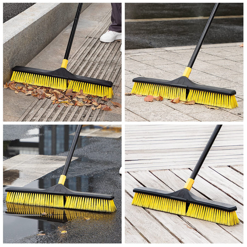 [Australia] - Yocada Push Broom Brush 24" Wide 65.3" Long Handle Stiff Bristles Heavy-Duty Outdoor Commercial for Cleaning Bathroom Kitchen Patio Garage Deck Concrete Wood Stone Tile Floor 23.6inch 