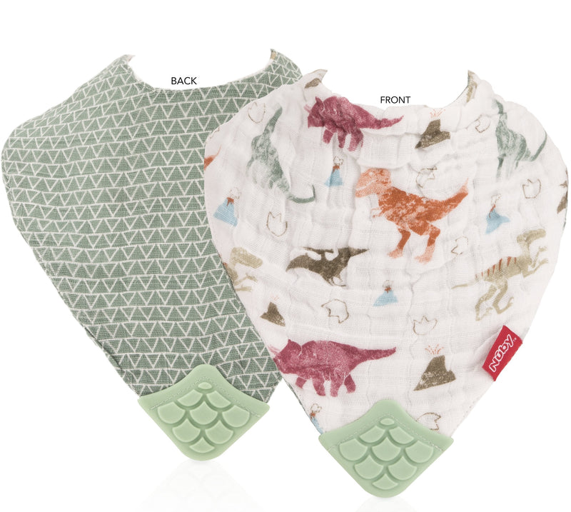 Nuby Baby Bibs - 3 Pc Muslin Bibs - Reversible 100% Natural Cotton Teething Bib - Baby Bibs For Girls And Boys, Baby Essentials Boy