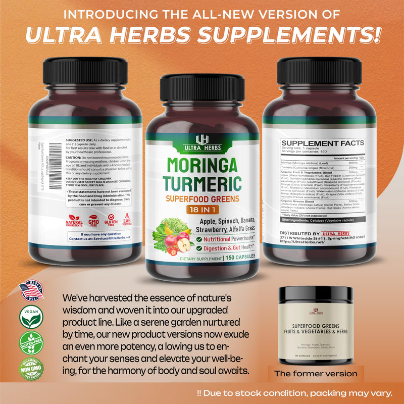 [Australia] - Superfood Greens 18 IN 1 - with Fruits & Vegetables & Herbs -Moringa, Alfalfa, Apple, Spinatch, Banana, Strawberry- Boost Energy, Immunity and Gut Health (150-day supply (pack of 1)) 150-day supply (pack of 1) 