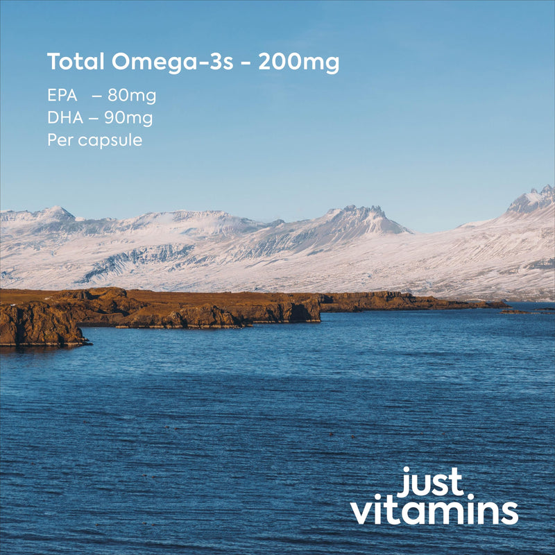 Icelandic Cod Liver Oil 1000mg | 90 Premium Softgels | High Strength Omega 3 with Vitamins A & D | Supports Heart, Brain & Eye Health | UK Made - Just Vitamins