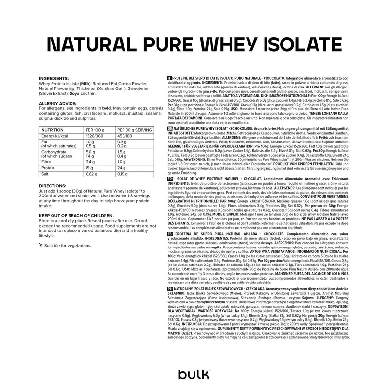 Bulk Natural Pure Whey Protein Isolate, No Artificial Sweetners, Chocolate, 500 g, Packaging May Vary 0.5 kg (16 Servings)