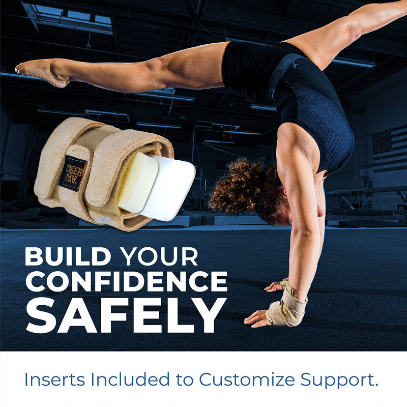 [Australia] - Tiger Paw Authentic Gymnastics Wrist Supports (Sold in Pairs) - Original Competition-Grade Gymnastics Wrist Guards, Wrist Support Braces, Adjustable, Made in USA Hand Wraps Small (69 to 115 pounds) Sand 