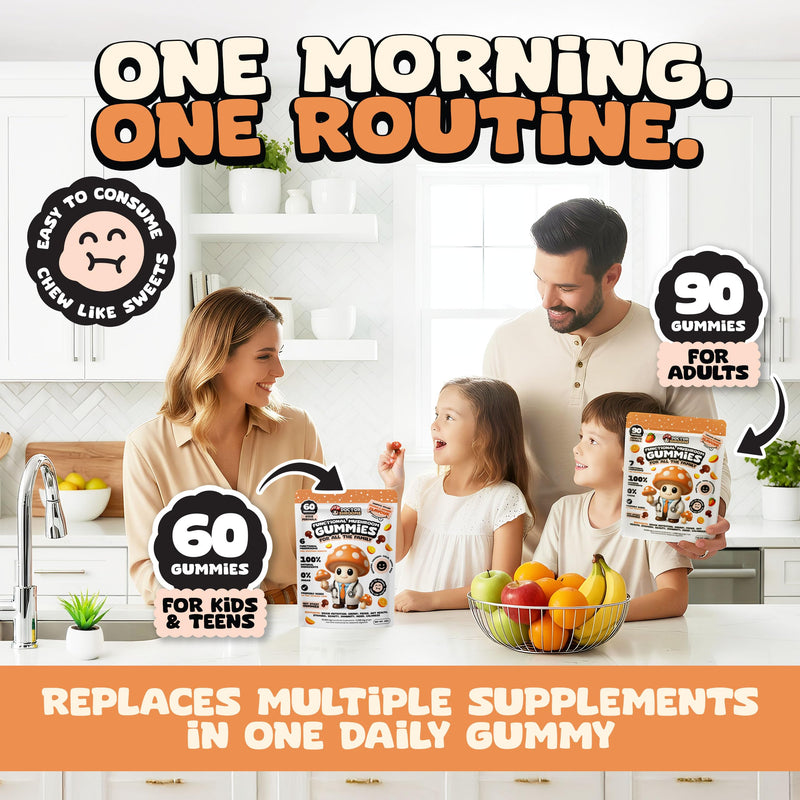 Mushroom Gummies for Adults | Multi Functional Blend with Lion’s Mane & Cordyceps | Focus, Energy & Immune Balance Support | Vegan & Sugar Free | 90 Gummies (Mango and Orange) Mango and Orange