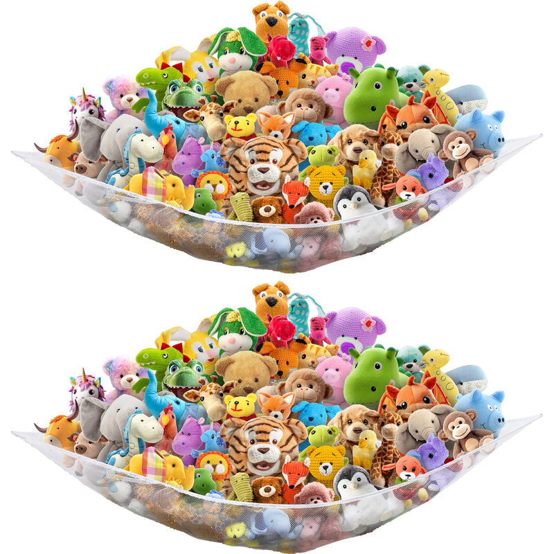[Australia] - Simple Houseware 2 PK - Stuffed Animals Jumbo Toy Storage Hammock, White 