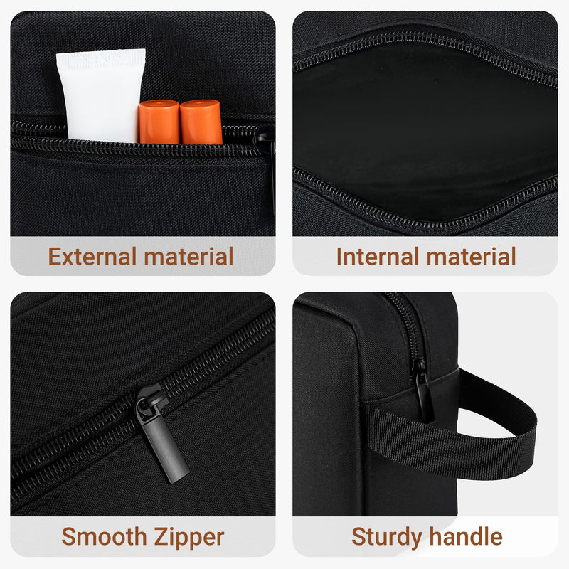 Elviros Travel Toiletry Bag Mens Leather Travel Organizer Kit with hanging hook Water-resistant Toiletries Bathroom Shaving Bags for Women