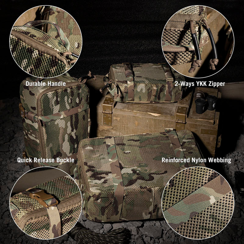 3 PCS Tactical Modular Packing Cubes, Large Capacity Mesh Storage Bag,Outdoor Travel Organize Storage Pouches Bags. camouflage