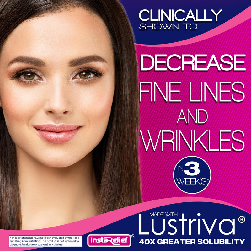 InstaRelief® Hair Growth with Lustriva® - Clinically Shown to Grow Thicker, Healthier Hair in 3 Weeks, Reduce Wrinkles and Fine Lines, with Biotin, Silicon, and Arginine, 60 Tablets 60 Count (Pack of 1)