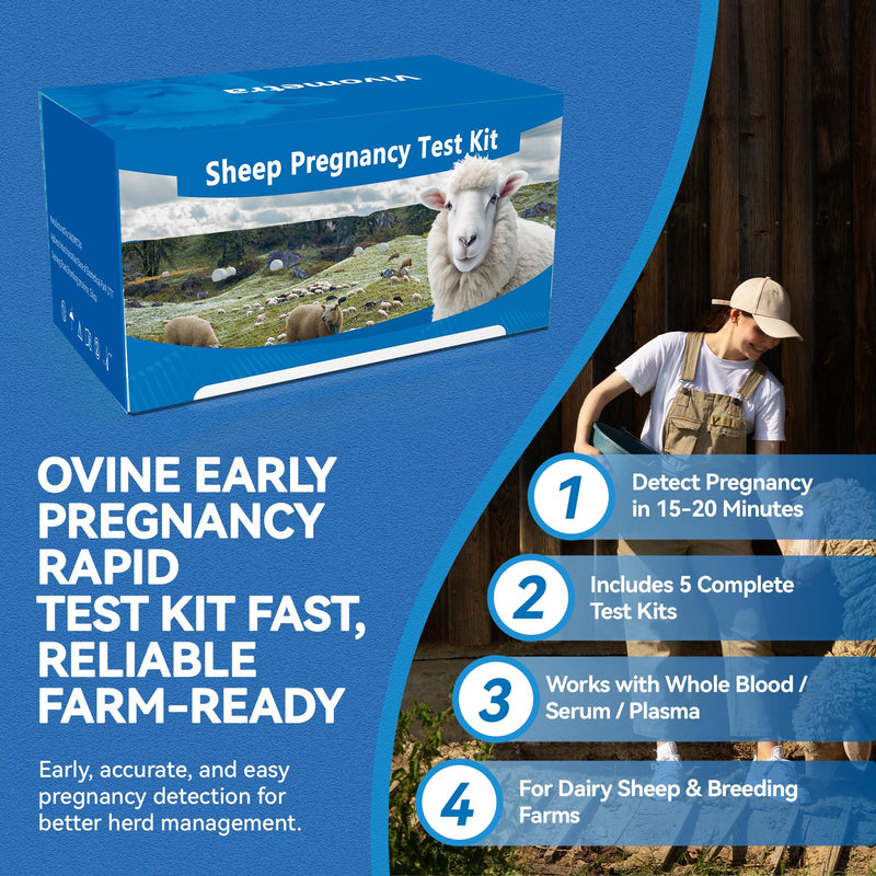 Sheep/Ovine/Goat Early Pregnancy (PAGs) Rapid Test Kit - 5 Tests, Hormones (PAGs), Whole Blood/Serum/Plasma Testing, Detect Pregnancy as Early as 28 Days Post-Breeding