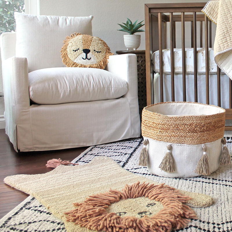[Australia] - Crane Baby Pillow, Decorative Round Animal Pillow for Nursery and Toddler Rooms, Lion, 12" x 12" 