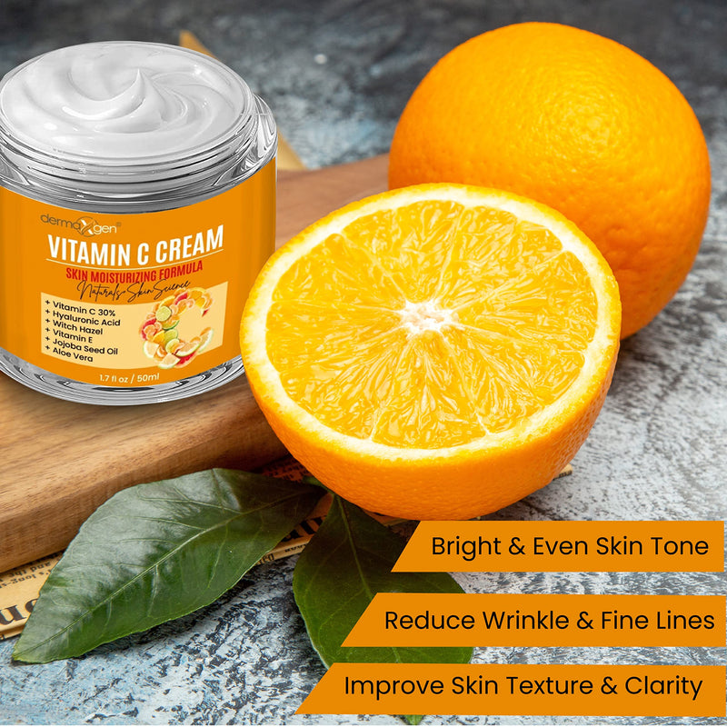 Vitamin C Moisturizing Cream & Turmeric Eye Cream Set – Hydrating Skincare Duo for All Skin Types, Targeting Dullness, Puffiness & Fine Lines.