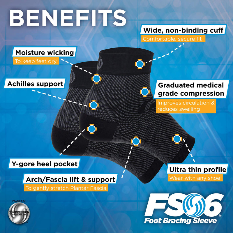 OrthoSleeve FS6 Compression Foot Sleeves for Women & Men, Helps Plantar Fasciitis Relief, Heel Pain, Achilles Tendonitis Support & Swelling (1 Pair) Small Natural