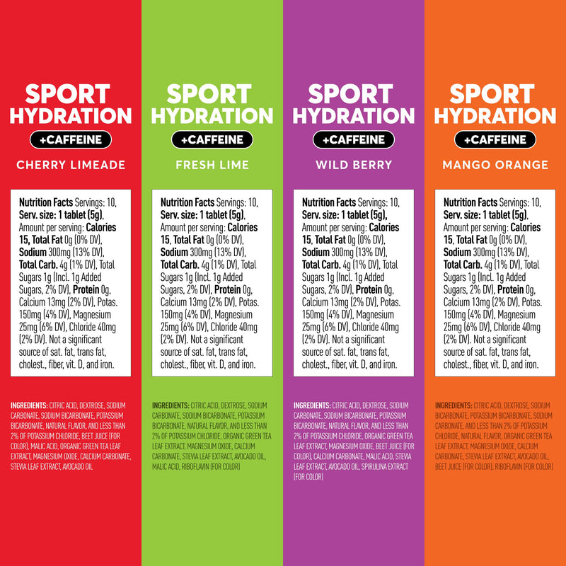 [Australia] - Nuun Sport + Caffeine Electrolyte Tablets for Proactive Hydration, Mixed Flavor Box, 4 Pack (40 Servings) Mixed flavors 10 Count (Pack of 4) 