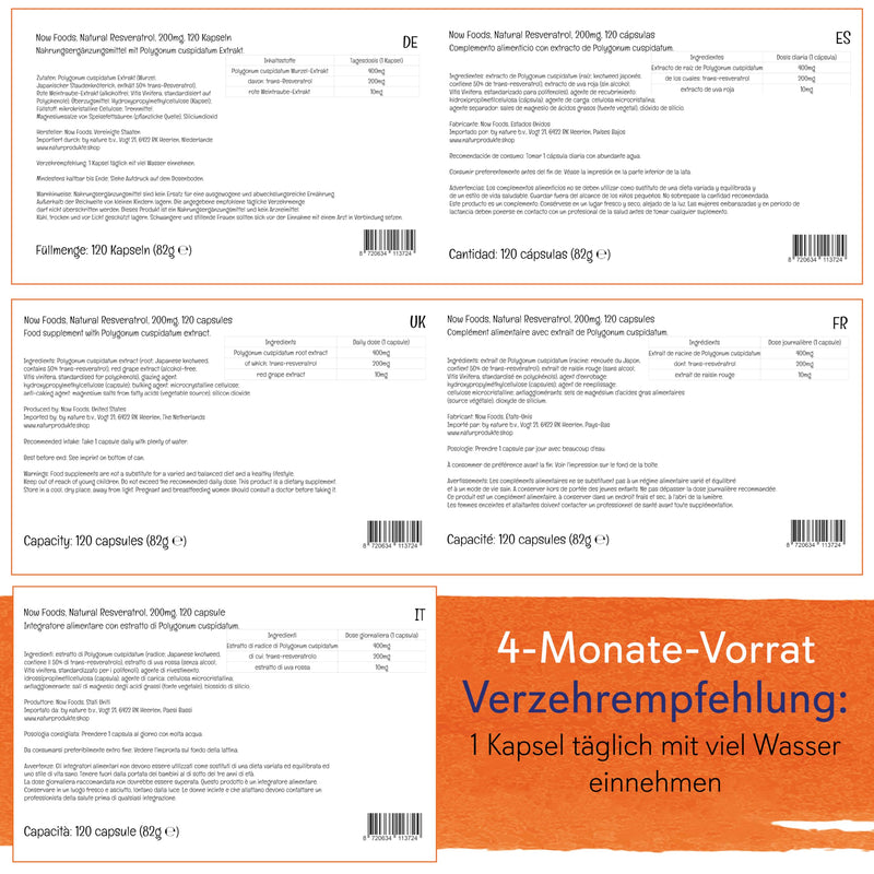 [Australia] - Now Foods, Resveratrol, 200mg, 120 vegan capsules, laboratory tested, soy-free, gluten-free, vegetarian, non-GMO 