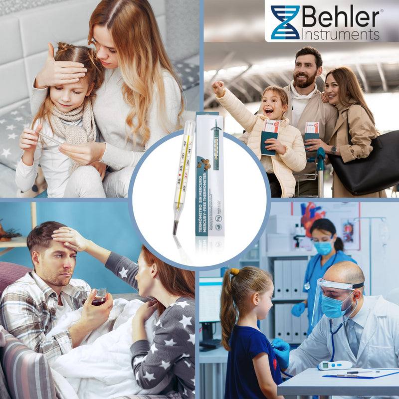 [Australia] - Behler Instruments - Analog clinical thermometer - Safe and precise, mercury-free - Thermometer - For children and adults - With magnifying glass and shaking cover - For home and clinical use 