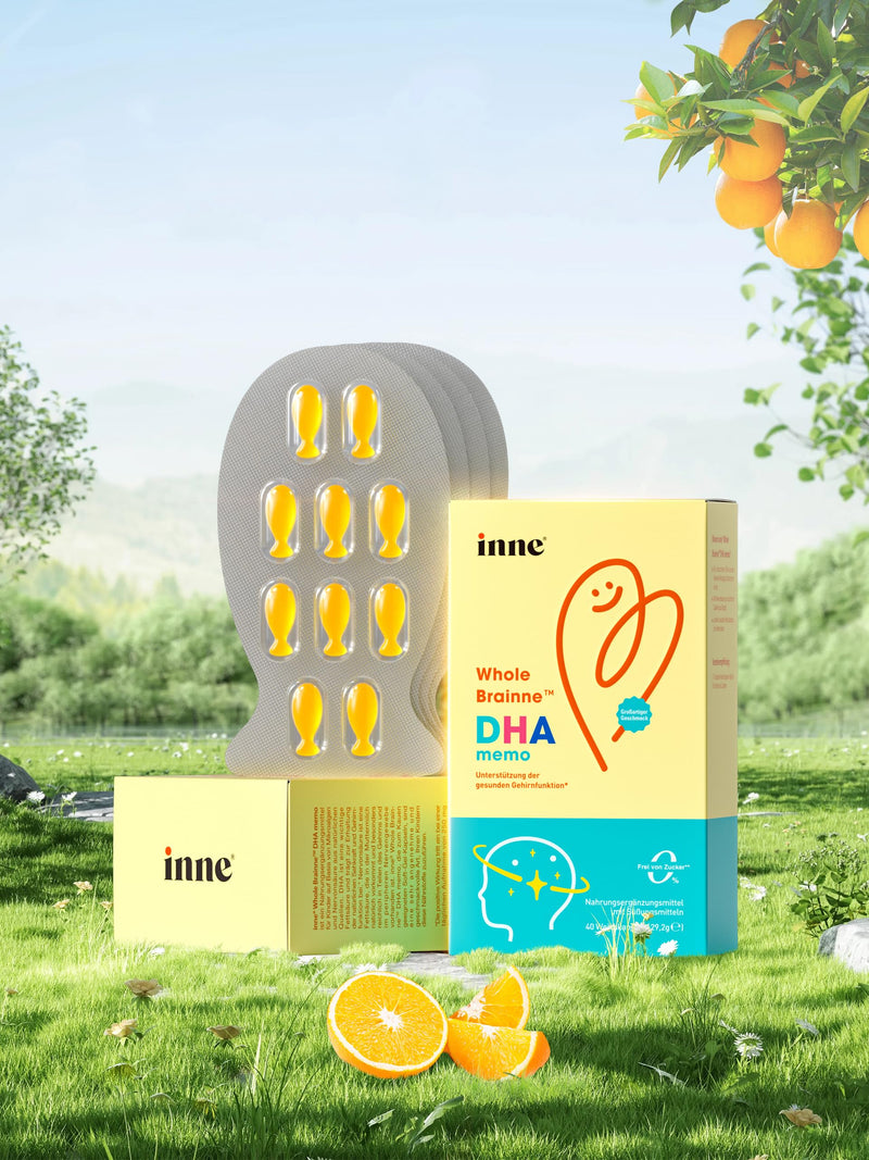 [Australia] - inne Whole Brainne™ DHA memo - plant-based DHA for children, to support brain function, from 3 years, 40 soft capsules 