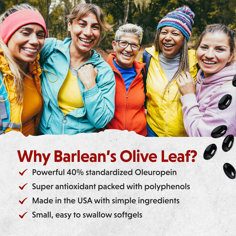 [Australia] - Barlean's Olive Leaf Complex Softgels Immune Support Supplement with 90 mg Oleuropein Antioxidants, Concentrated Heart Health & Immunity Booster Pills, 120 Count Natural Olive Leaf Softgel 120 Count (Pack of 1) 