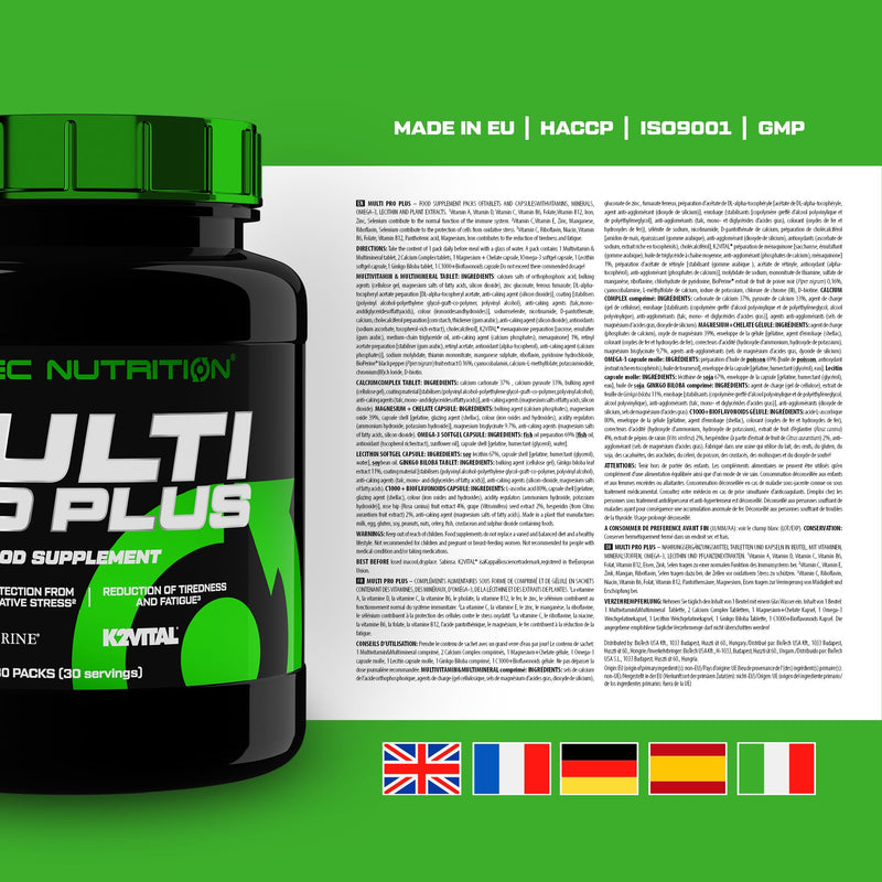 Scitec Nutrition Multi Pro Plus - 29-in-1 Multivitamin Food Supplement with Omega-3, Calcium, and Ginseng - 30 Day Supply in Convenient Sachets