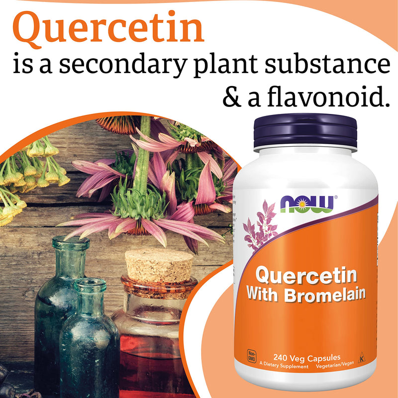 Now Foods, Quercetin with Bromelain, High Dose, 240 Vegan Capsules, Lab-Tested, Soy Free, Gluten Free, Vegetarian, Non-GMO 240 Capsules