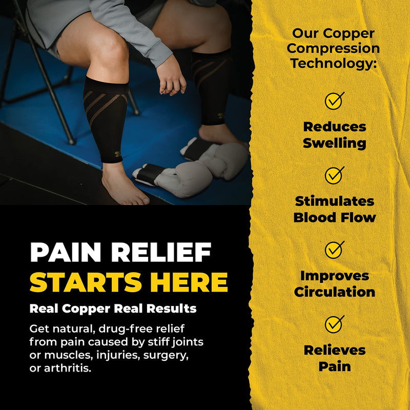 [Australia] - CopperJoint Wide Calf Compression Sleeve Men - Compression Calf Sleeve Women, Leg Sleeves for Men, Knee and Legs Sleeves Support for Runners, Basketball, Workout, Sports, 20-30mmHg - 2X-Large Copper Stripe 
