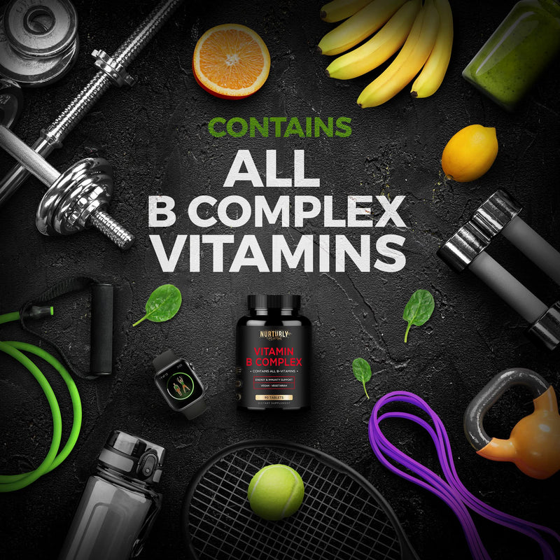 Vitamin B Complex and Turmeric Curcumin - Contains All Essential B Vitamins - B1, B2, B3, B5, B6, B7, B9, B12 and Biotin - High Absorption Turmeric Supplements 1300mg for Joint, Hearth Health