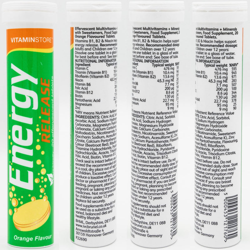 Vitamin Store Variety Pack Effervescent Tablets - 6 Packs Variety of 20 Flavoured Dissolvable Fizzy Supplement - Contains Vitamins C, D, Zinc & Selenium