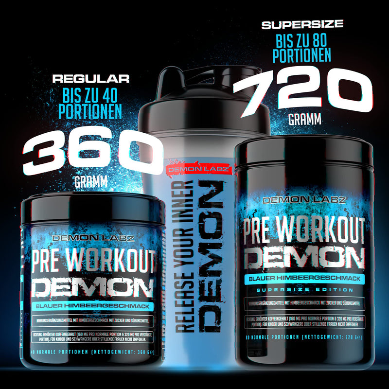 [Australia] - Pre Workout Demon - BLUE RASPBERRY FLAVOR - Pre Workout Booster with Creatine, Beta Alanine, Taurine & Caffeine - Training Booster - Climate Neutral & Made in Germany (720g) Blue Raspberry Flavor 80 Servings (Pack of 1) 