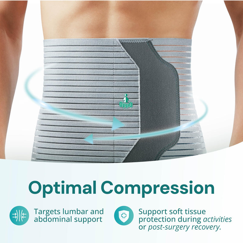 OPPO 2360 Abdominal Binder - Breathable Postpartum Postoperative Wrap - Compression Wrap for Men and Women (Grey, Medium, 1-Pack) Grey