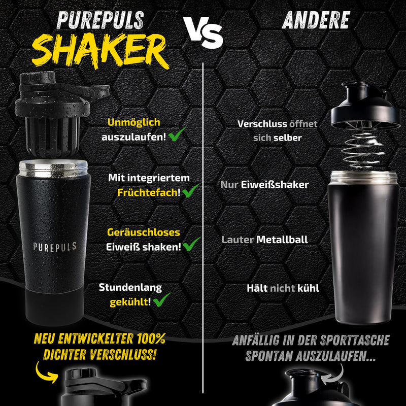 [Australia] - PUREPULS NEW Protein Shaker Stainless Steel 750ml | Leak-proof protein shaker | Insulated Thermo Fitness Shaker for Protein Shakes & Sports Drinks | Stainless steel shaker perfect for every athlete in the gym 