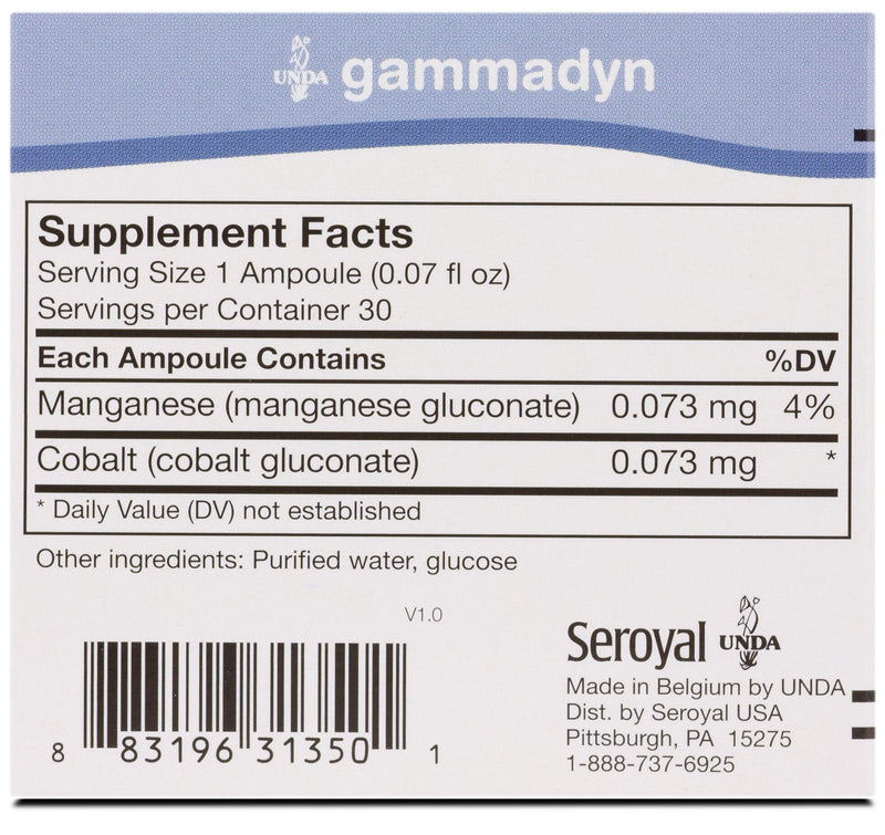 [Australia] - UNDA GAMMADYN Mn-Co | Manganese-Cobalt Oligo-Element Supplement | 30 Ampoules 